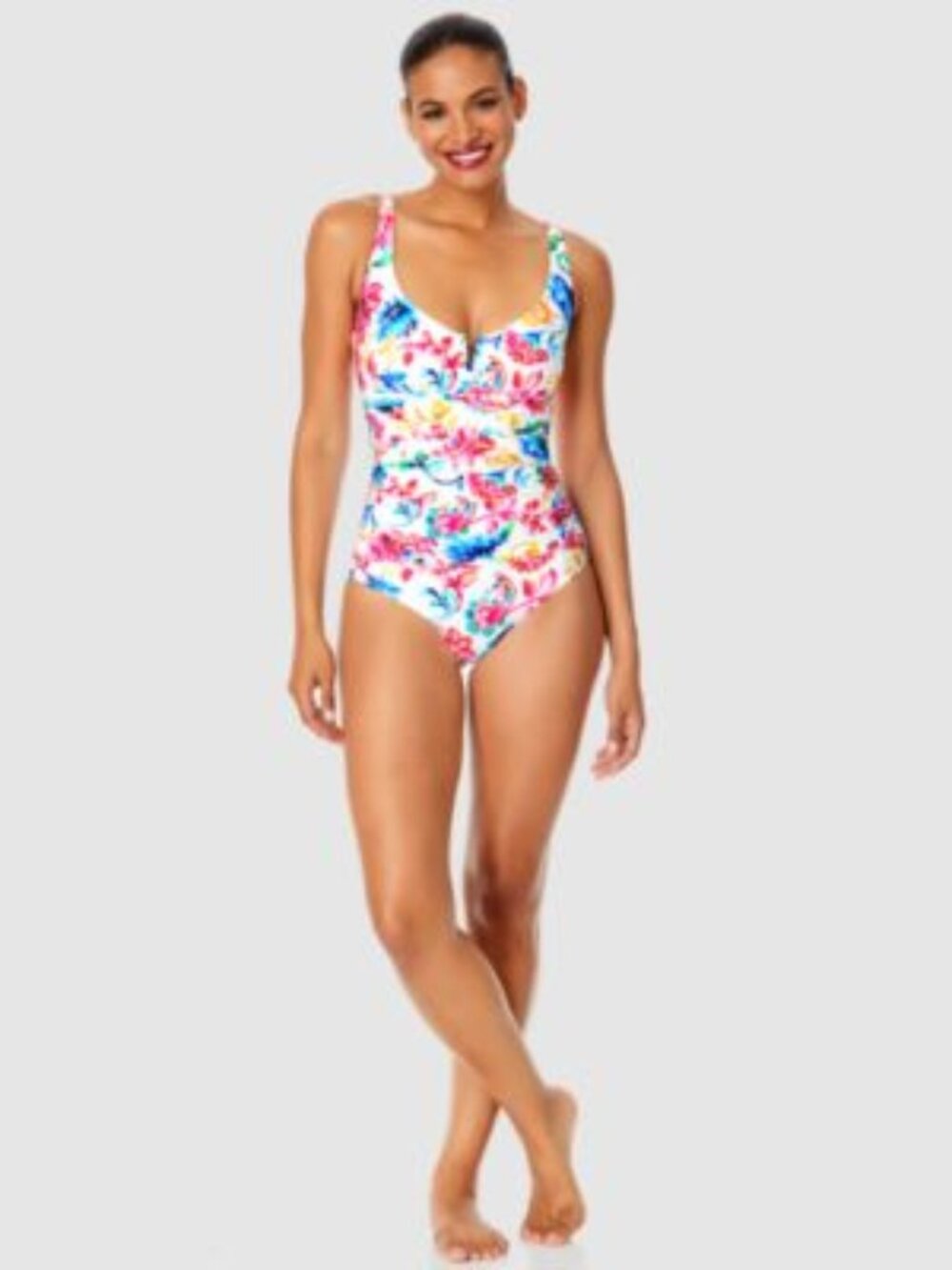 Anne Cole Women's Watercolor Paisley V-Front One-Piece Swimsuit Size 12